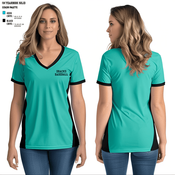 Women's Short Sleeve Vneck Shirt, Dbacks, Baseball, Teamtime, Team time, sublimation, custom sports apparel, team uniforms, spirit wear, spiritwear, sports uniforms, custom shirts, team store, custom team store, fundraiser sports, apparel fundraiser