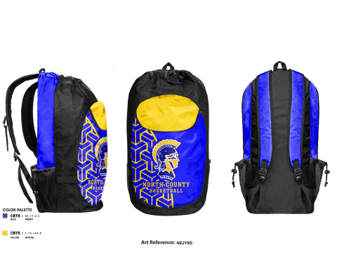 Gear Bag, North County Middle School Basketball, Women's Basketball, Teamtime, Team time, sublimation, custom sports apparel, team uniforms, spirit wear, spiritwear, sports uniforms, custom shirts, team store, custom team store, fundraiser sports, apparel fundraiser