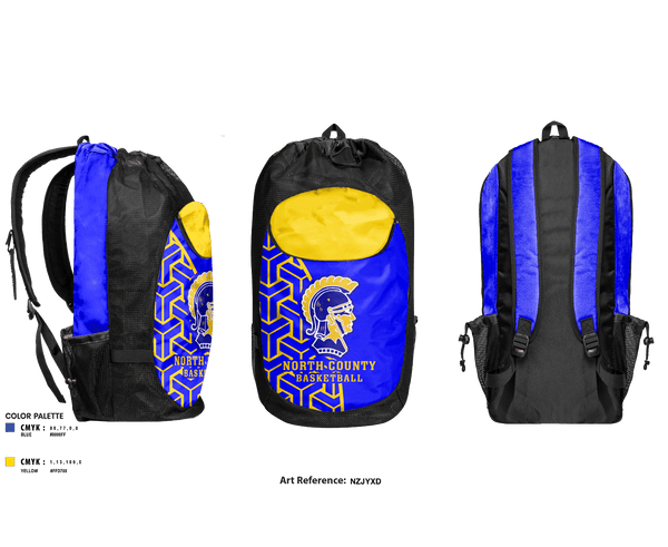 Gear Bag, North County Middle School Basketball, Women's Basketball, Teamtime, Team time, sublimation, custom sports apparel, team uniforms, spirit wear, spiritwear, sports uniforms, custom shirts, team store, custom team store, fundraiser sports, apparel fundraiser