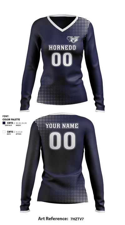 Hornedo Middle School Volleyball 25580249 Women's Long Sleeve V-neck Shirt - 1