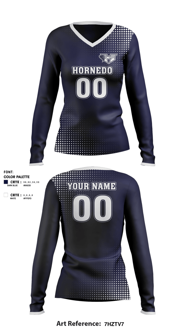 Women's Long Sleeve Vneck Shirt, Hornedo Middle School Volleyball, Women's Volleyball, Teamtime, Team time, sublimation, custom sports apparel, team uniforms, spirit wear, spiritwear, sports uniforms, custom shirts, team store, custom team store, fundraiser sports, apparel fundraiser