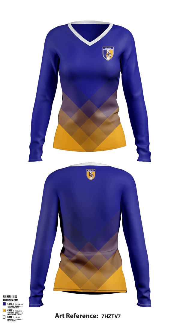 Women's Long Sleeve Vneck Shirt, Kemper County High School, Spirit Store, Teamtime, Team time, sublimation, custom sports apparel, team uniforms, spirit wear, spiritwear, sports uniforms, custom shirts, team store, custom team store, fundraiser sports, apparel fundraiser