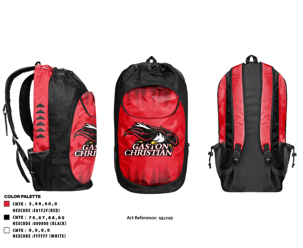 Gear Bag, Gaston Christian School Basketball, Men's Basketball, Teamtime, Team time, sublimation, custom sports apparel, team uniforms, spirit wear, spiritwear, sports uniforms, custom shirts, team store, custom team store, fundraiser sports, apparel fundraiser