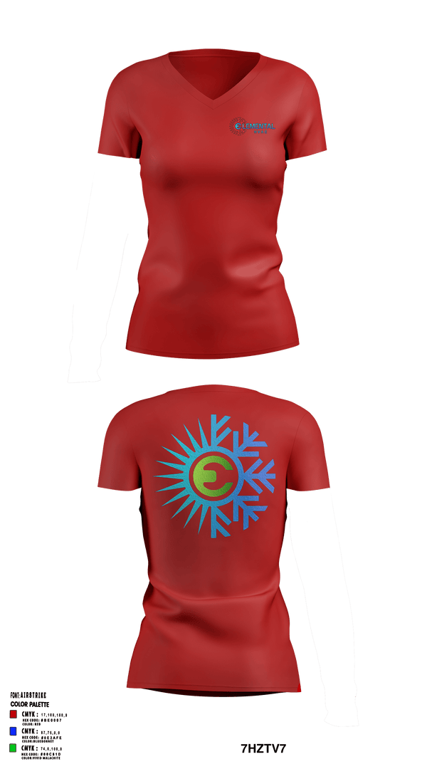 Women's Short Sleeve Vneck Shirt, Elemental HVAC, , Teamtime, Team time, sublimation, custom sports apparel, team uniforms, spirit wear, spiritwear, sports uniforms, custom shirts, team store, custom team store, fundraiser sports, apparel fundraiser