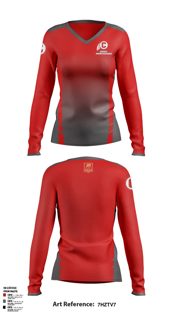 Women's Long Sleeve Vneck Shirt, Carlisle Senior High School Volleyball, Women's Volleyball, Teamtime, Team time, sublimation, custom sports apparel, team uniforms, spirit wear, spiritwear, sports uniforms, custom shirts, team store, custom team store, fundraiser sports, apparel fundraiser