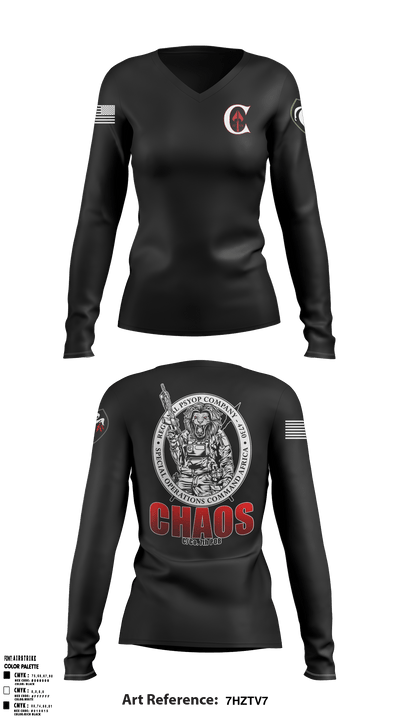 Chaos 7th 54905968 Women's Long Sleeve V-neck Shirt - 49