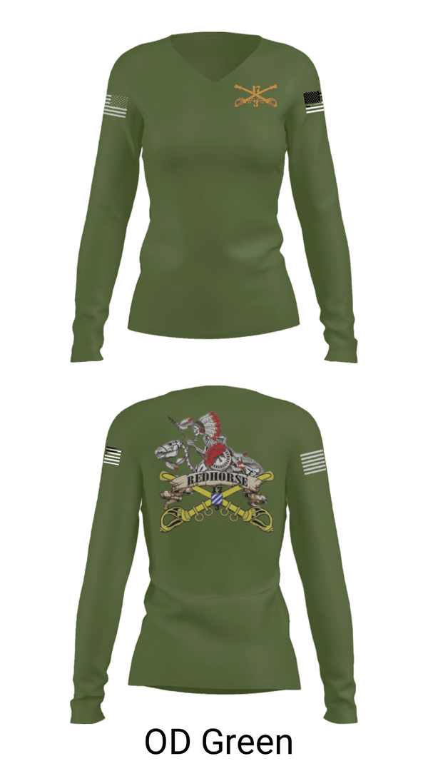 Women's Long Sleeve Vneck Shirt, , Army, Teamtime, Team time, sublimation, custom sports apparel, team uniforms, spirit wear, spiritwear, sports uniforms, custom shirts, team store, custom team store, fundraiser sports, apparel fundraiser