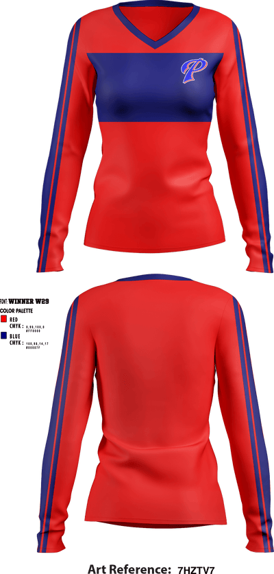 William M Colmer Middle School Volleyball 86140562 Women's Long Sleeve V-neck Shirt - 1
