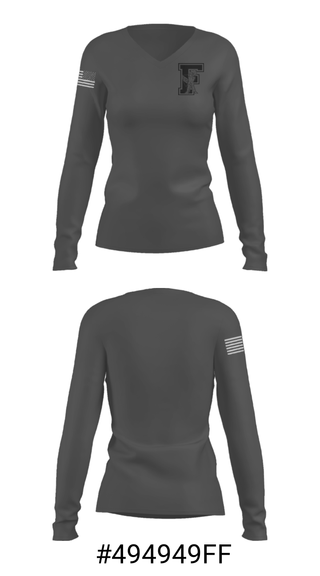 Women's Long Sleeve Vneck Shirt, Frontenac Jr High School Cross Country, Cross Country, Teamtime, Team time, sublimation, custom sports apparel, team uniforms, spirit wear, spiritwear, sports uniforms, custom shirts, team store, custom team store, fundraiser sports, apparel fundraiser