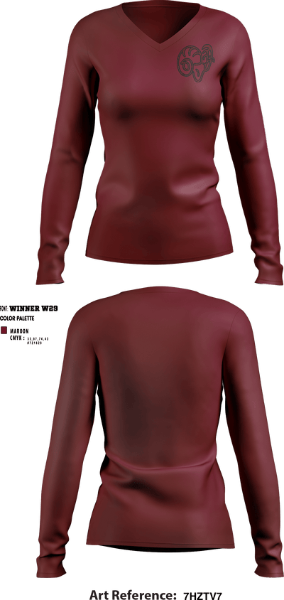 Soroco Middle School Volleyball 87011419 Women's Long Sleeve V-neck Shirt - 1