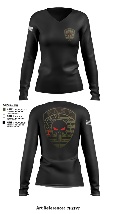 Fugitive apprehension street team 89256534 Women's Long Sleeve V-neck Shirt - 3