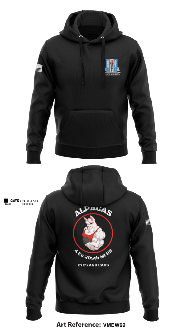 Hoodie, Alpha Company 205th MI BN, Army, Teamtime, Team time, sublimation, custom sports apparel, team uniforms, spirit wear, spiritwear, sports uniforms, custom shirts, team store, custom team store, fundraiser sports, apparel fundraiser