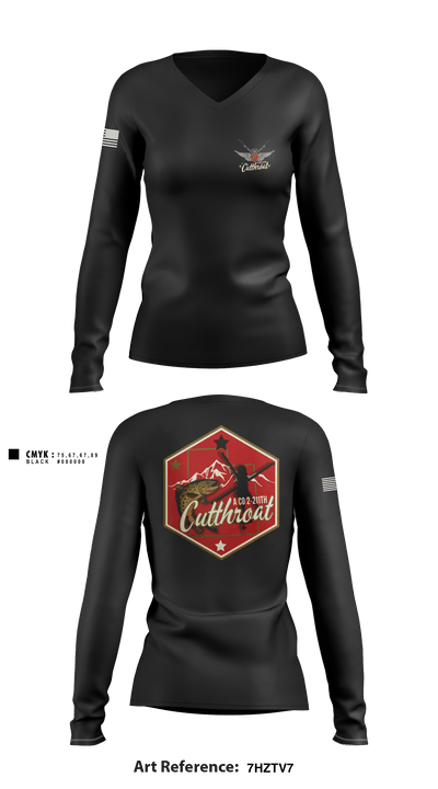 A Co. 2-211th GSAB 21328090 Women's Long Sleeve V-neck Shirt - 1