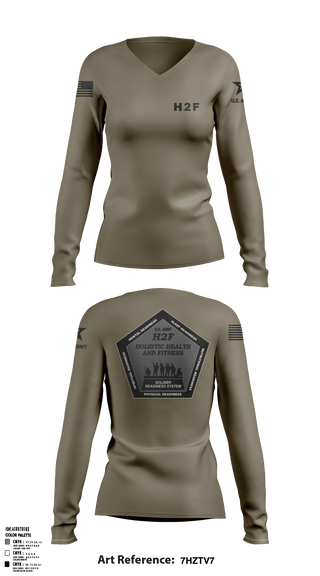 Women's Long Sleeve Vneck Shirt, Army H2F, Army, Teamtime, Team time, sublimation, custom sports apparel, team uniforms, spirit wear, spiritwear, sports uniforms, custom shirts, team store, custom team store, fundraiser sports, apparel fundraiser