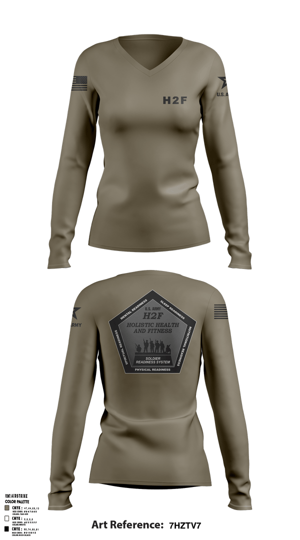 Women's Long Sleeve Vneck Shirt, Army H2F, Army, Teamtime, Team time, sublimation, custom sports apparel, team uniforms, spirit wear, spiritwear, sports uniforms, custom shirts, team store, custom team store, fundraiser sports, apparel fundraiser