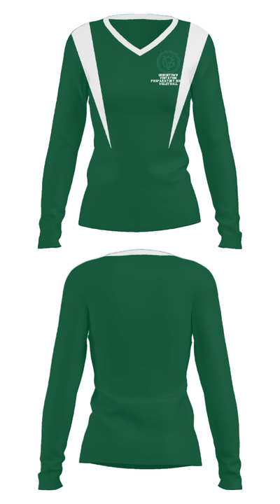 Georgetown Visitation Preparatory School Volleyball 68588374 Women's Long Sleeve V-neck Shirt - 13