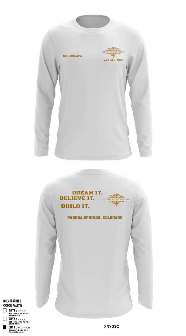Long Sleeve Performance Shirt, Sutton Construction, , Teamtime, Team time, sublimation, custom sports apparel, team uniforms, spirit wear, spiritwear, sports uniforms, custom shirts, team store, custom team store, fundraiser sports, apparel fundraiser