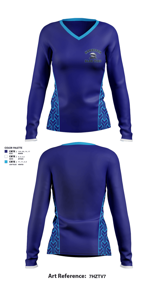 Women's Long Sleeve Vneck Shirt, Harrison High School Basketball, Women's Basketball, Teamtime, Team time, sublimation, custom sports apparel, team uniforms, spirit wear, spiritwear, sports uniforms, custom shirts, team store, custom team store, fundraiser sports, apparel fundraiser