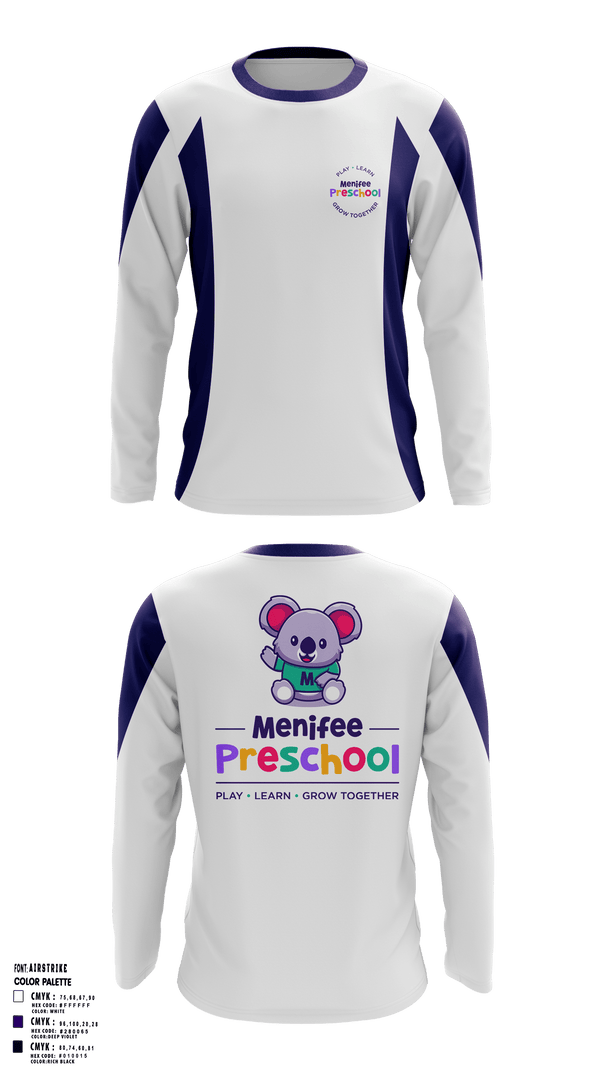 Long Sleeve Performance Shirt, Menifee Preschool, Spirit Store, Teamtime, Team time, sublimation, custom sports apparel, team uniforms, spirit wear, spiritwear, sports uniforms, custom shirts, team store, custom team store, fundraiser sports, apparel fundraiser