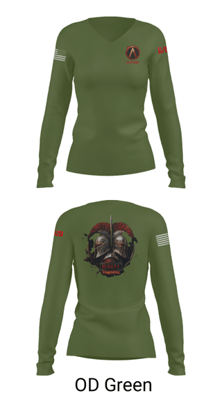 Women's Long Sleeve Vneck Shirt, , Army, Teamtime, Team time, sublimation, custom sports apparel, team uniforms, spirit wear, spiritwear, sports uniforms, custom shirts, team store, custom team store, fundraiser sports, apparel fundraiser