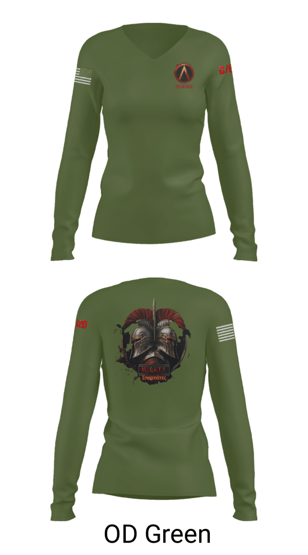 Women's Long Sleeve Vneck Shirt, , Army, Teamtime, Team time, sublimation, custom sports apparel, team uniforms, spirit wear, spiritwear, sports uniforms, custom shirts, team store, custom team store, fundraiser sports, apparel fundraiser