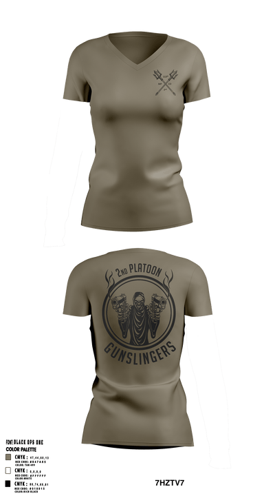 113th 2nd platoon 28176781 Women's Short Sleeve V-neck Shirt - 2