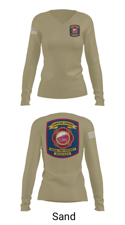 Canyon Creek Rural Fire District 51909217 Women's Long Sleeve V-neck Shirt - 42