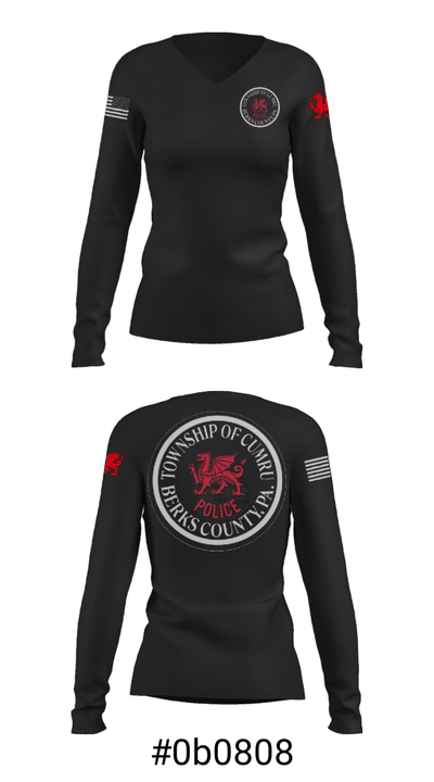 Cumru Township Police Department 51798017 Women's Long Sleeve V-neck Shirt - 37