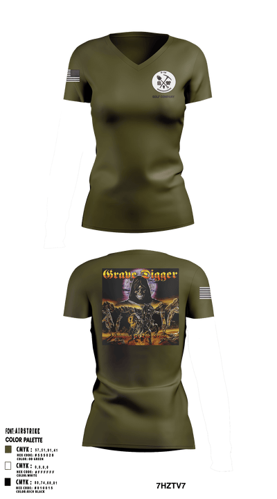 Grave digger 21039864 Women's Short Sleeve V-neck Shirt - 3