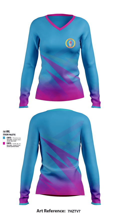 Women's Long Sleeve Vneck Shirt, Southern Shaved Ice, , Teamtime, Team time, sublimation, custom sports apparel, team uniforms, spirit wear, spiritwear, sports uniforms, custom shirts, team store, custom team store, fundraiser sports, apparel fundraiser