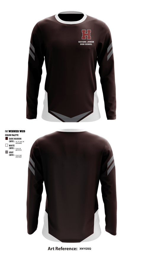 Long Sleeve Performance Shirt, Havana Junior High School, Spirit Store, Teamtime, Team time, sublimation, custom sports apparel, team uniforms, spirit wear, spiritwear, sports uniforms, custom shirts, team store, custom team store, fundraiser sports, apparel fundraiser
