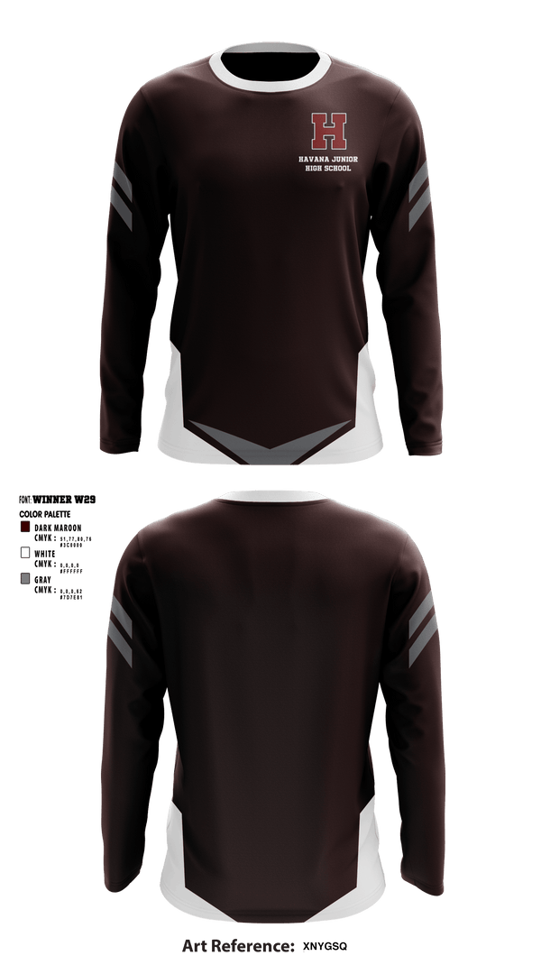 Long Sleeve Performance Shirt, Havana Junior High School, Spirit Store, Teamtime, Team time, sublimation, custom sports apparel, team uniforms, spirit wear, spiritwear, sports uniforms, custom shirts, team store, custom team store, fundraiser sports, apparel fundraiser