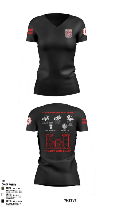 411th Engineer Battalion 54213256 Women's Short Sleeve V-neck Shirt - 15
