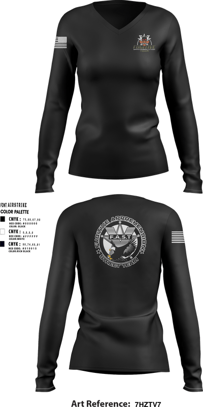 Fugitive Apprehension Street Team 95341885 Women's Long Sleeve V-neck Shirt - 3