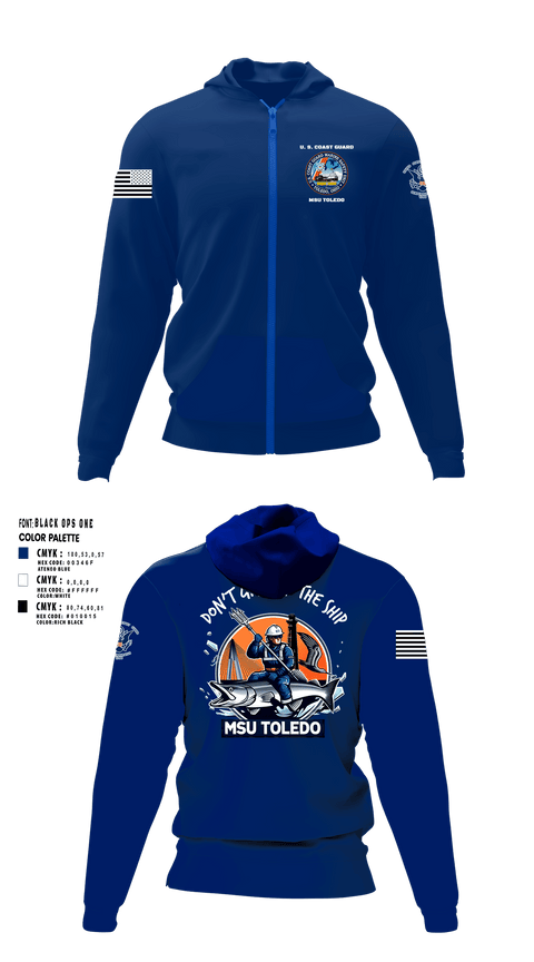 Zip Hoodie, MSU Toledo, Coast Guard, Teamtime, Team time, sublimation, custom sports apparel, team uniforms, spirit wear, spiritwear, sports uniforms, custom shirts, team store, custom team store, fundraiser sports, apparel fundraiser