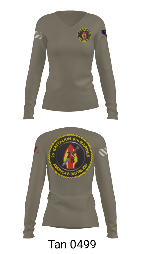 Women's Long Sleeve Vneck Shirt, , Marines, Teamtime, Team time, sublimation, custom sports apparel, team uniforms, spirit wear, spiritwear, sports uniforms, custom shirts, team store, custom team store, fundraiser sports, apparel fundraiser