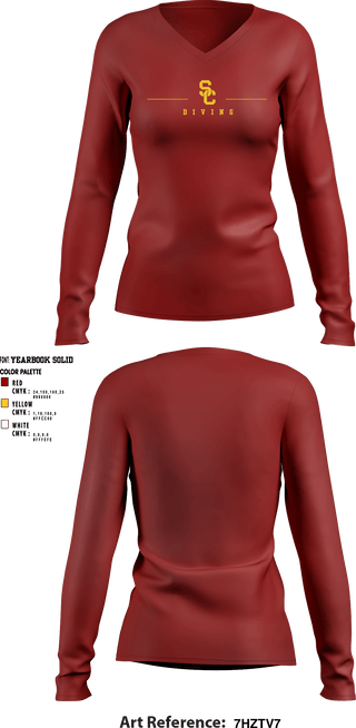 Women's Long Sleeve Vneck Shirt, University Of Southern California Diving, Spirit Store, Teamtime, Team time, sublimation, custom sports apparel, team uniforms, spirit wear, spiritwear, sports uniforms, custom shirts, team store, custom team store, fundraiser sports, apparel fundraiser