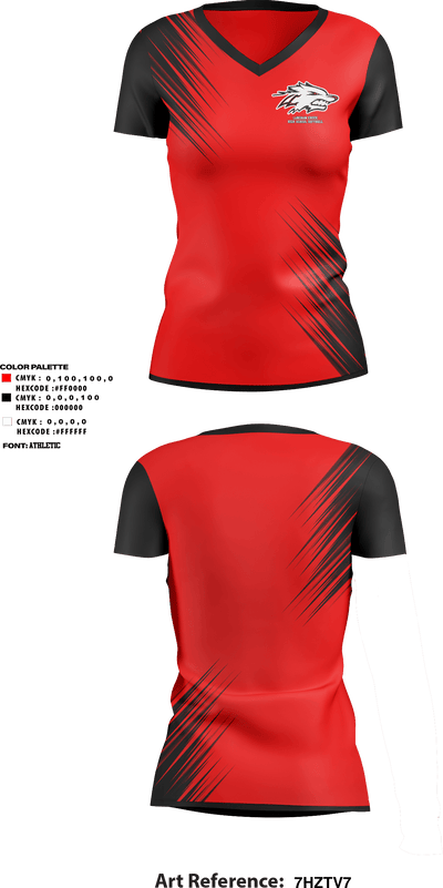 Langham Creek High School Softball 15923878 Women's Short Sleeve V-neck Shirt - 1