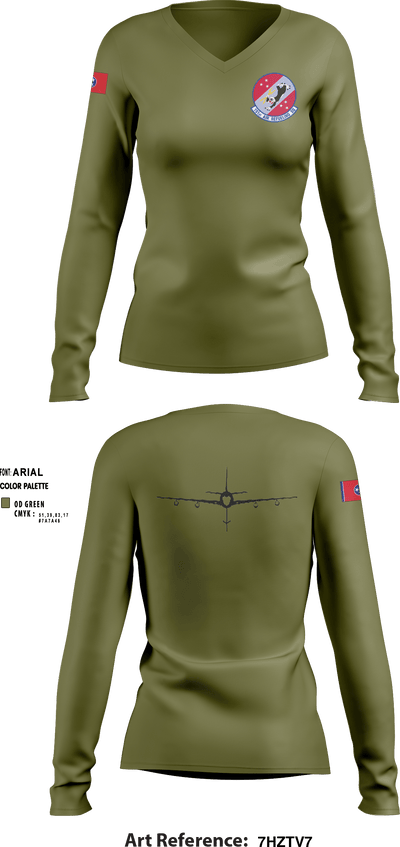 151st Air Refueling Squadron 9193987 Women's Long Sleeve V-neck Shirt - 4