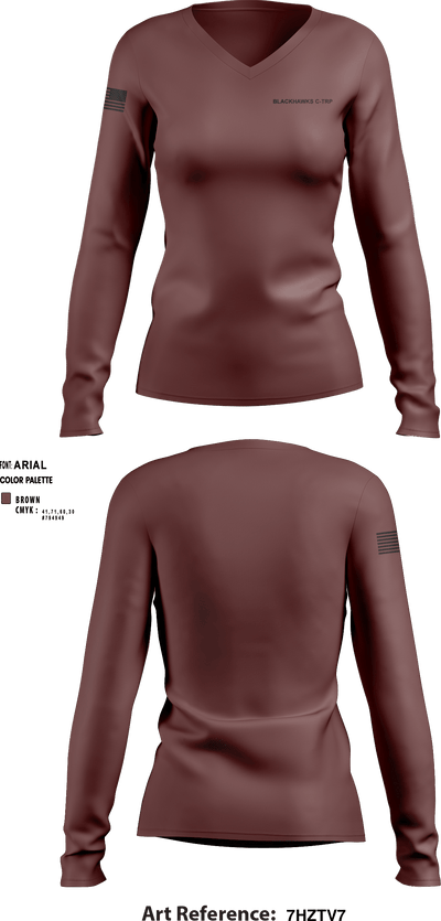 Blackhawks C-TRP 75040368 Women's Long Sleeve V-neck Shirt - 1