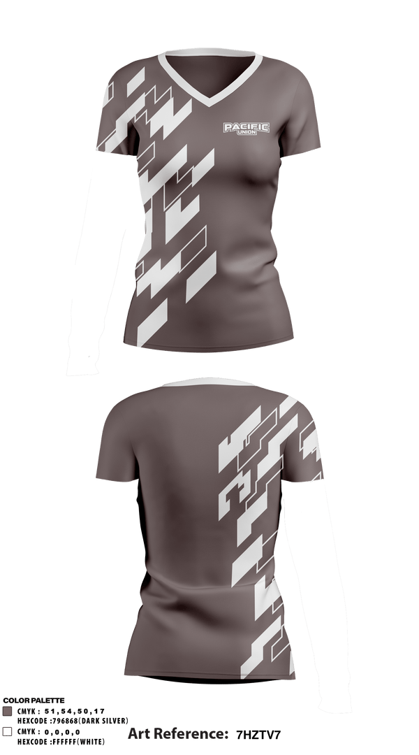 Women's Short Sleeve Vneck Shirt, Pacific Union Elementary School, Spirit Store, Teamtime, Team time, sublimation, custom sports apparel, team uniforms, spirit wear, spiritwear, sports uniforms, custom shirts, team store, custom team store, fundraiser sports, apparel fundraiser