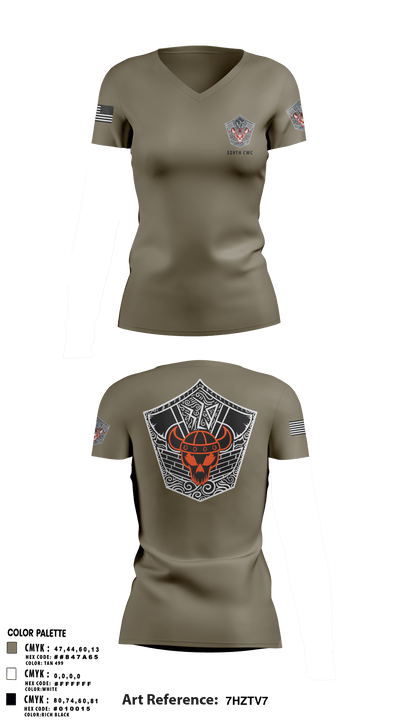329TH CWC 25491808 Women's Short Sleeve V-neck Shirt - 1