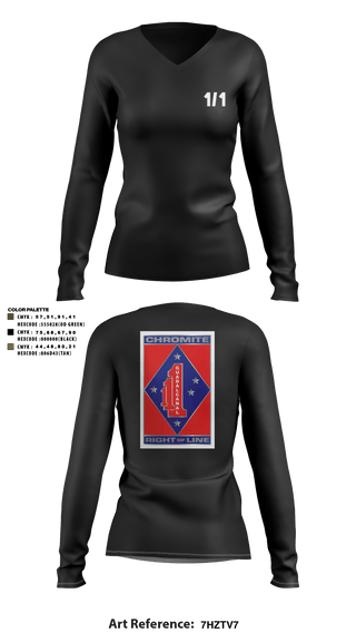 Women's Long Sleeve Vneck Shirt, V1/1, Marines, Teamtime, Team time, sublimation, custom sports apparel, team uniforms, spirit wear, spiritwear, sports uniforms, custom shirts, team store, custom team store, fundraiser sports, apparel fundraiser