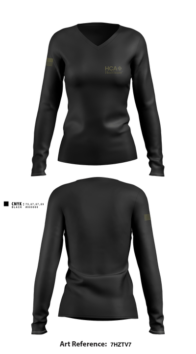 HCA HEALTHCARE 97224522 Women's Long Sleeve V-neck Shirt - 4
