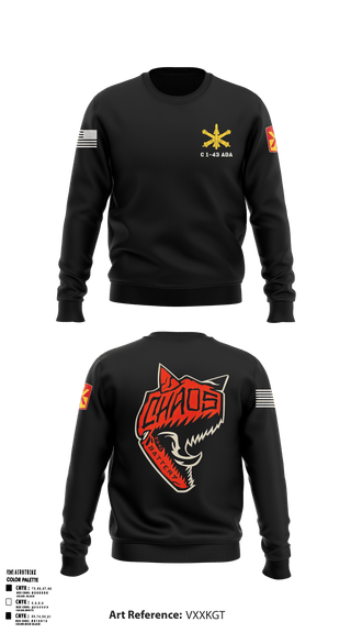 Crew Neck Sweatshirt, C 1-43 ADA, Army, Teamtime, Team time, sublimation, custom sports apparel, team uniforms, spirit wear, spiritwear, sports uniforms, custom shirts, team store, custom team store, fundraiser sports, apparel fundraiser