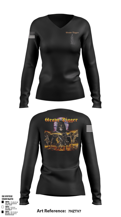 Grave digger 21039864 Women's Long Sleeve V-neck Shirt - 1