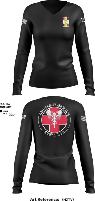 Women's Long Sleeve Vneck Shirt, , Army, Teamtime, Team time, sublimation, custom sports apparel, team uniforms, spirit wear, spiritwear, sports uniforms, custom shirts, team store, custom team store, fundraiser sports, apparel fundraiser