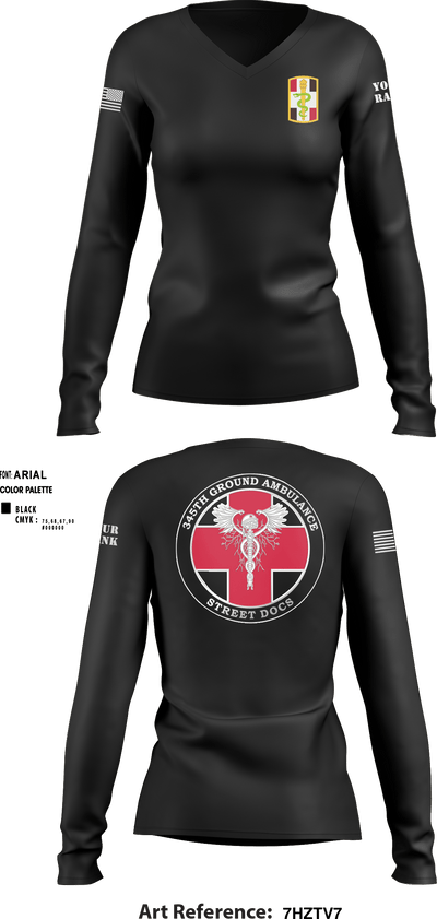 345th MCGA 98196690 Women's Long Sleeve V-neck Shirt - 11