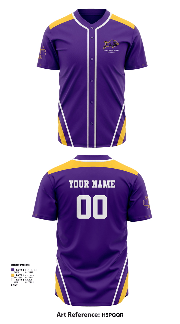 Full Button Baseball Jersey, Texas College Steers, Baseball, Teamtime, Team time, sublimation, custom sports apparel, team uniforms, spirit wear, spiritwear, sports uniforms, custom shirts, team store, custom team store, fundraiser sports, apparel fundraiser