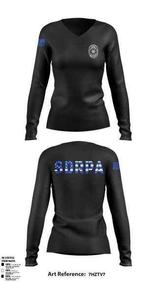 Women's Long Sleeve Vneck Shirt, SDRPA, Police, Teamtime, Team time, sublimation, custom sports apparel, team uniforms, spirit wear, spiritwear, sports uniforms, custom shirts, team store, custom team store, fundraiser sports, apparel fundraiser